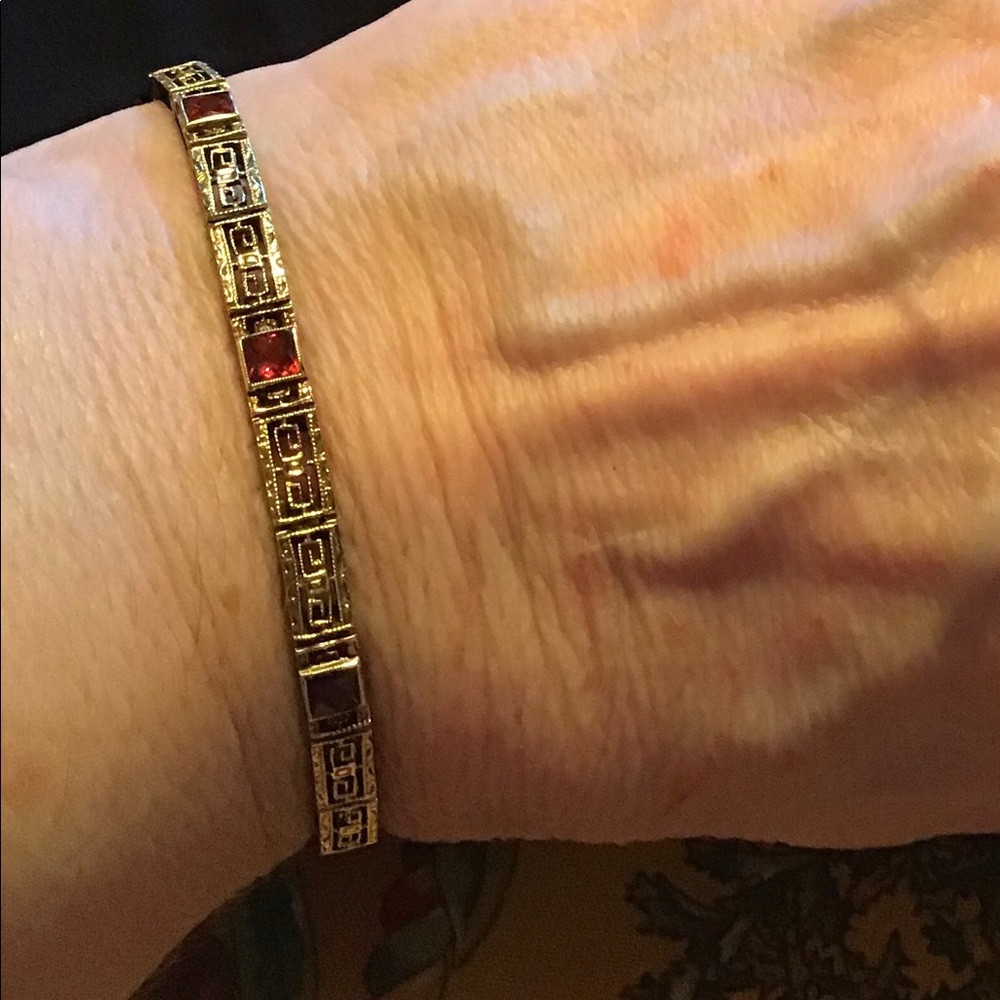 Antique gold and garnet bracelet (14k) - Picture 7 of 7